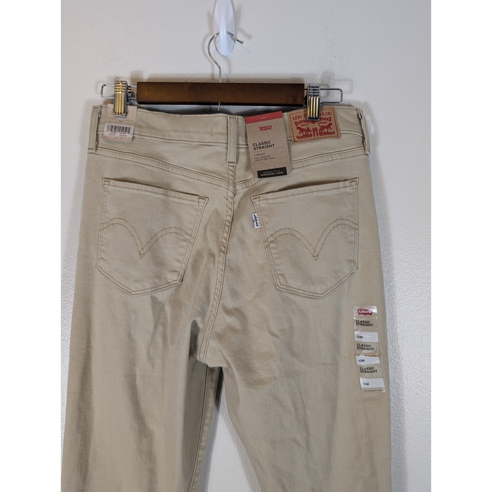 Levis Classic Straight Jeans Womens 10 M Tan Khaki Mid Rise Stretch Denim New - Picture 8 of 11